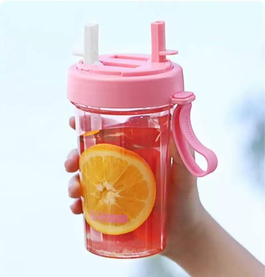 2 in 1 Water Bottle for hot and Cold Drinks with Double Straws and Cover 1000 ml Bottle - Luxury Ways