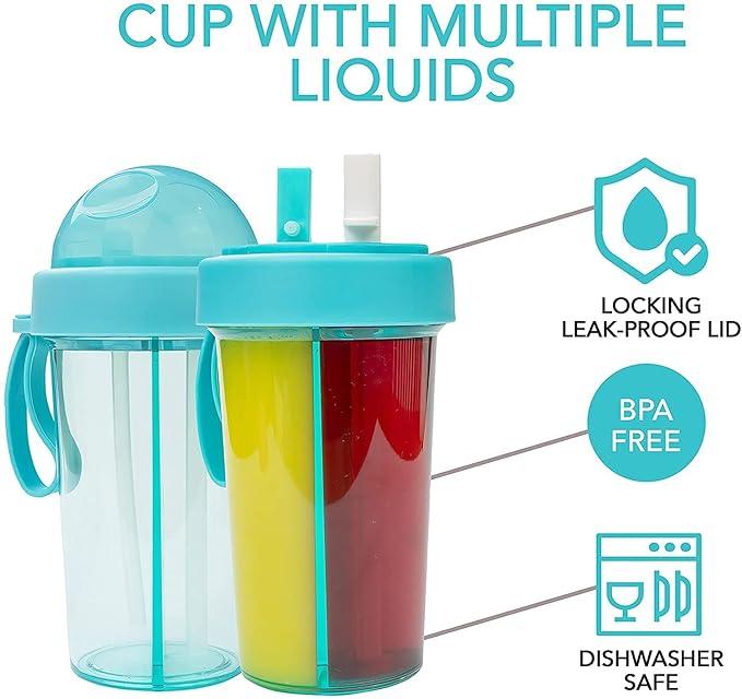 2 in 1 Water Bottle for hot and Cold Drinks with Double Straws and Cover 1000 ml Bottle - Luxury Ways