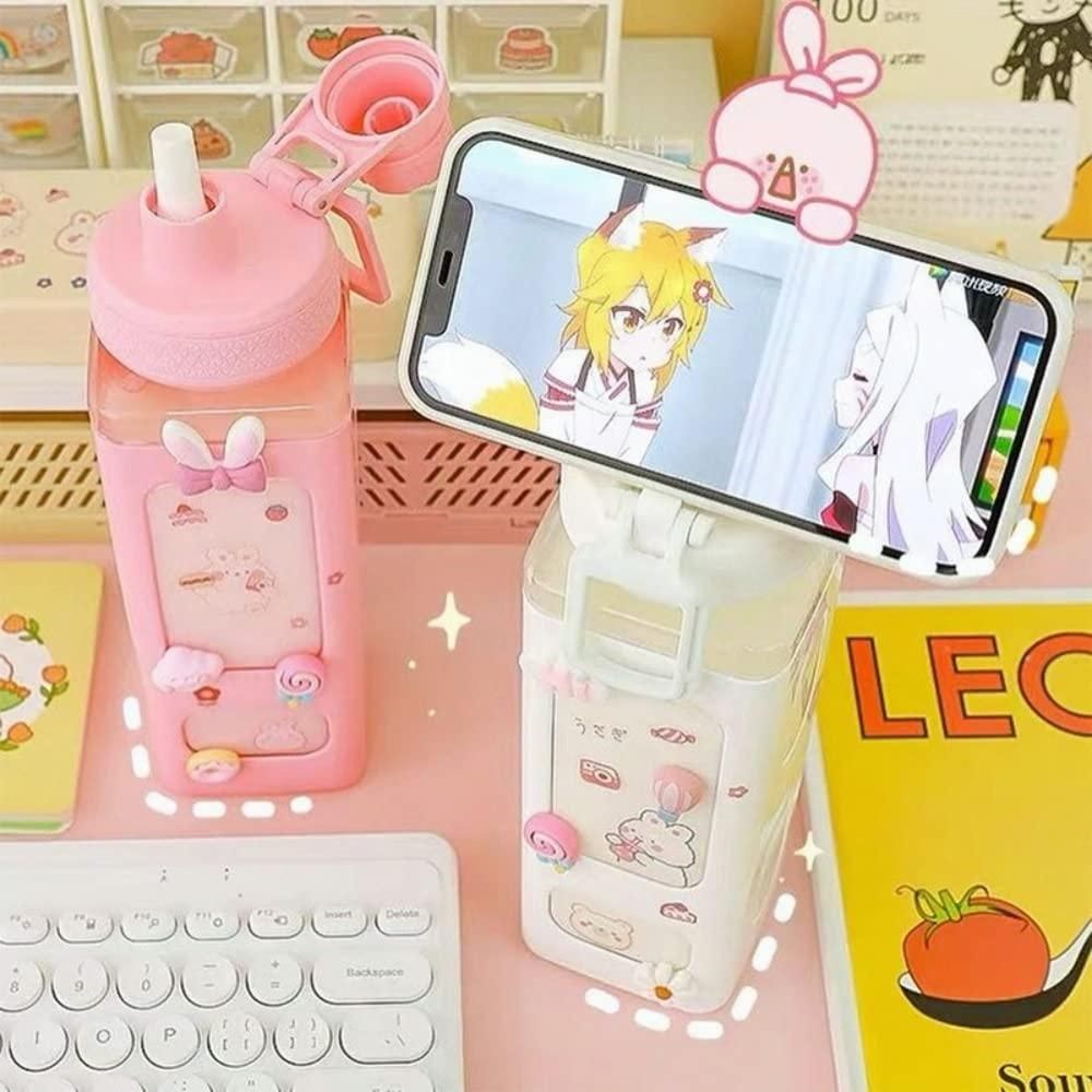 700ml Kawaii Water Bottle with Lid and Straw - Luxury Ways