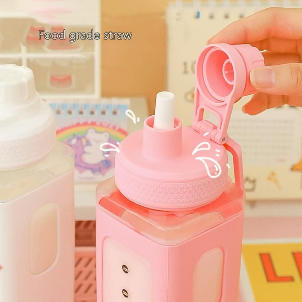 700ml Kawaii Water Bottle with Lid and Straw - Luxury Ways