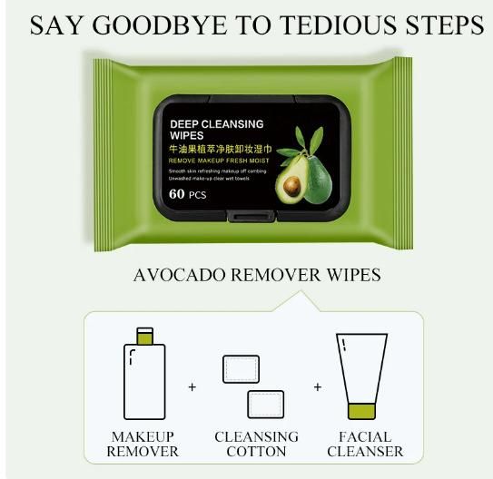Avocado Makeup Remover Wipes (60 Pcs) - Luxury Ways