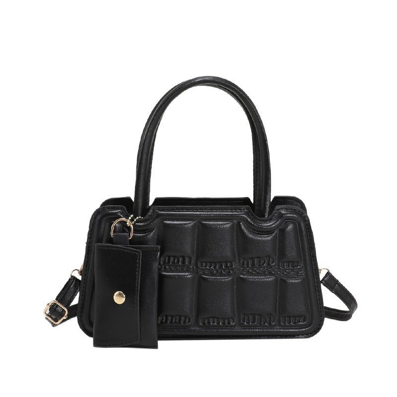 Candy Color Shoulder Bag With Small Wallet Fashion Grid Texture Totes Women Handbag - Luxury Ways