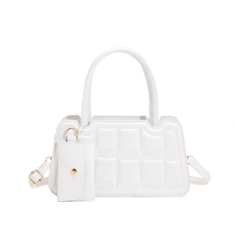 Candy Color Shoulder Bag With Small Wallet Fashion Grid Texture Totes Women Handbag - Luxury Ways
