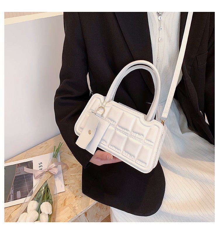 Candy Color Shoulder Bag With Small Wallet Fashion Grid Texture Totes Women Handbag - Luxury Ways