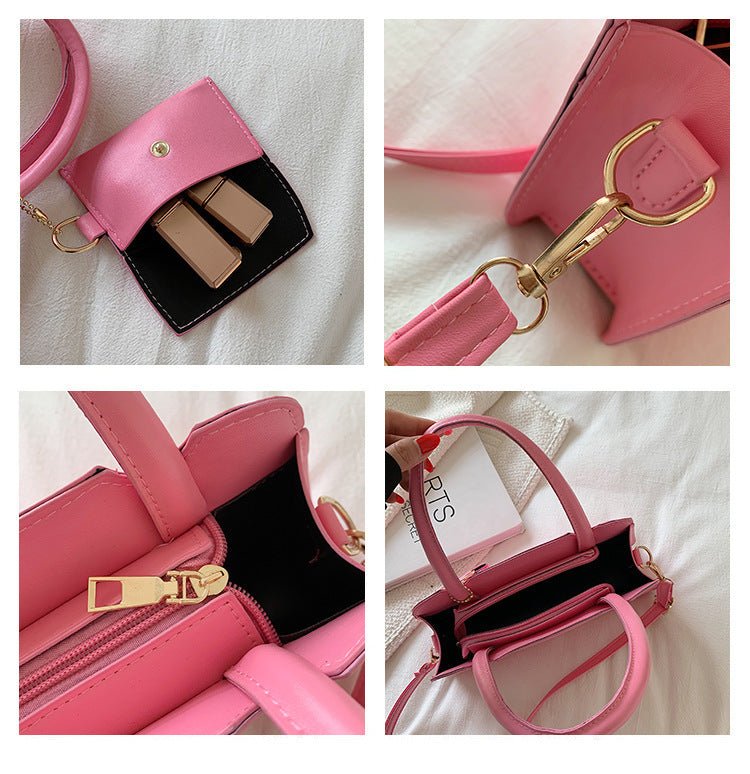 Candy Color Shoulder Bag With Small Wallet Fashion Grid Texture Totes Women Handbag - Luxury Ways