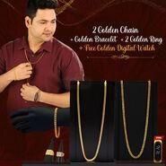 Combo of 2 Chain + 1 Bracelet + 2 Ring with 1 Free Digital Watch - Luxury Ways