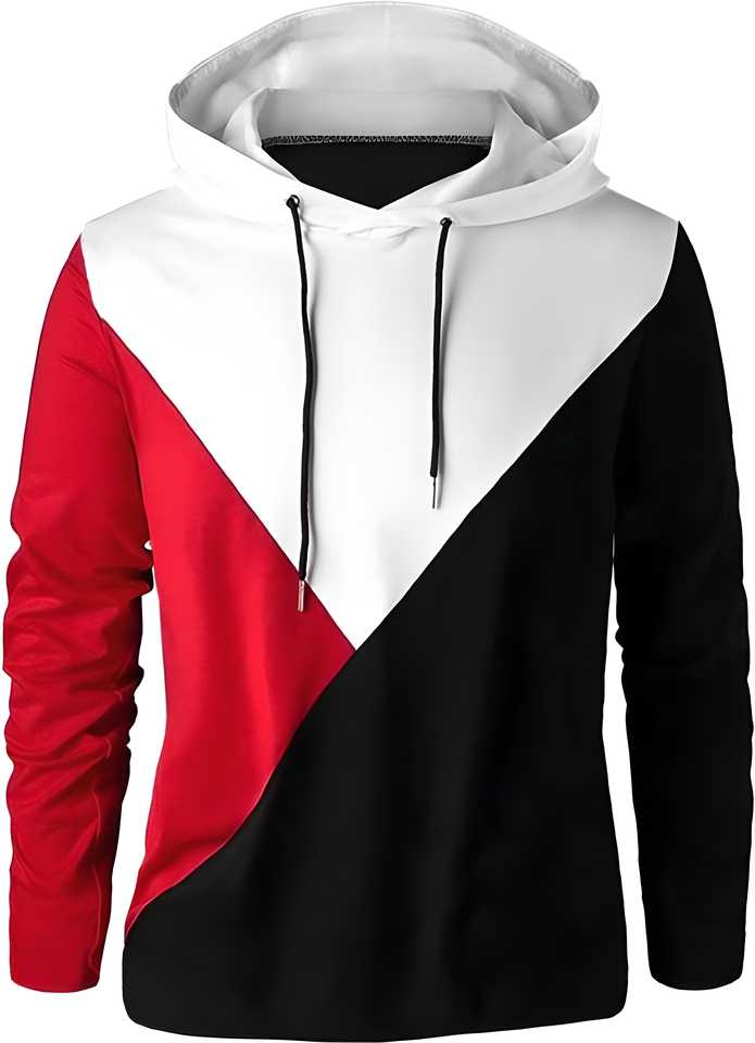 Cotton Blend Color Block Full Sleeves Hooded T-Shirt - Luxury Ways