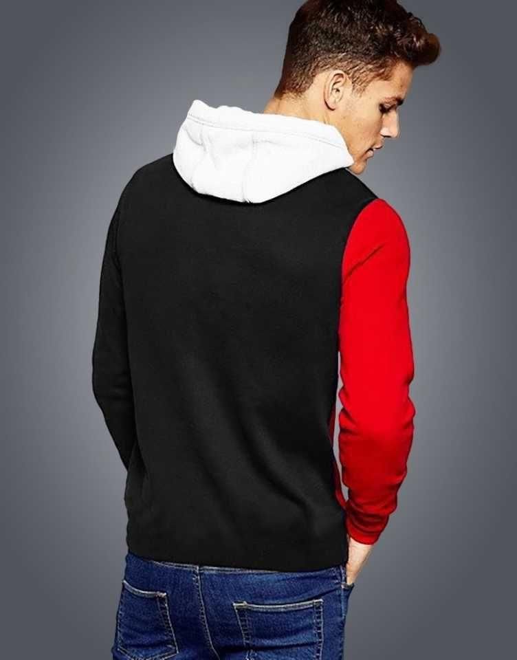 Cotton Blend Color Block Full Sleeves Hooded T-Shirt - Luxury Ways