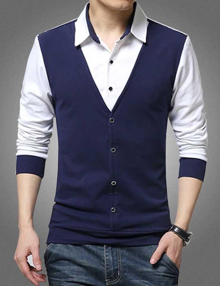 Cotton Blend Color Block Full Sleeves T-Shirt - Luxury Ways