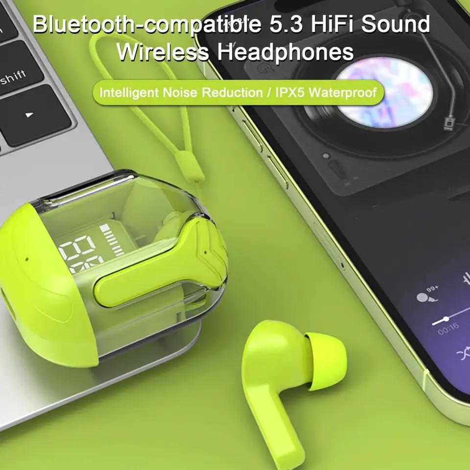 Crystal Portable LED Display Professional Clear Sound Wireless Earbuds - Luxury Ways