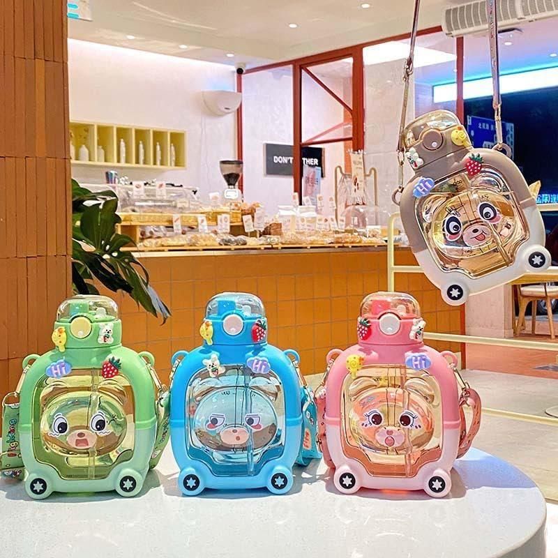 Cute Sipper Water Bottle with Straw and Strap - Luxury Ways