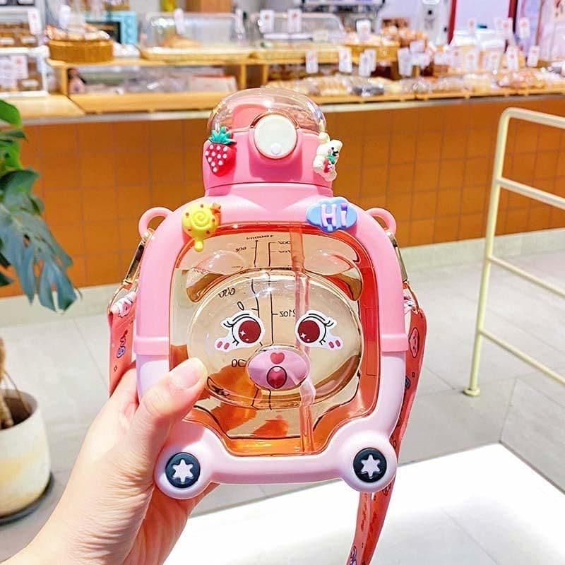Cute Sipper Water Bottle with Straw and Strap - Luxury Ways