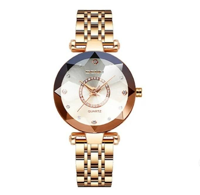 Diamond Shape Multicolour Dial and Rose Gold Strap Watch for Womens and Girls - Luxury Ways