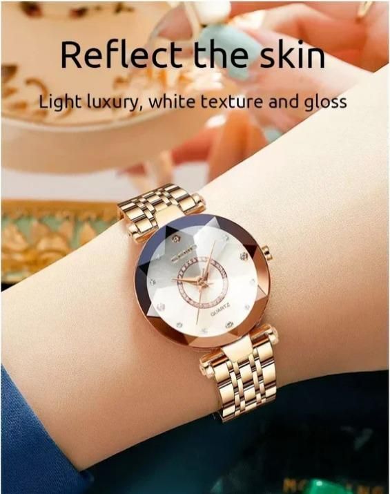 Diamond Shape Multicolour Dial and Rose Gold Strap Watch for Womens and Girls - Luxury Ways