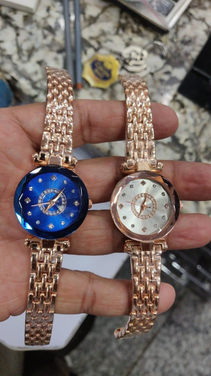 Diamond Shape Multicolour Dial and Rose Gold Strap Watch for Womens and Girls - Luxury Ways