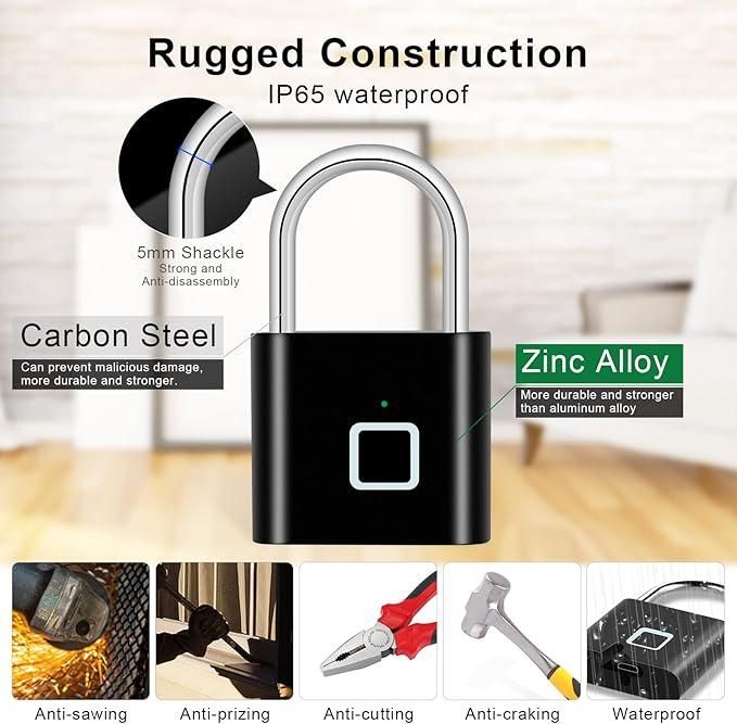 Fingerprint Padlock Rechargeable Keyless Anti - theft Security Smart Door Lock - 1 Piece ( Random Colour) - Luxury Ways
