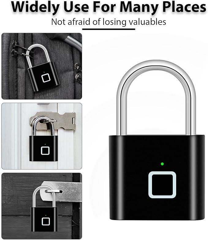 Fingerprint Padlock Rechargeable Keyless Anti - theft Security Smart Door Lock - 1 Piece ( Random Colour) - Luxury Ways