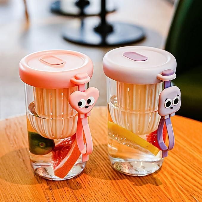 Glass Tumbler with Fruit Infuser Lid and Straw - Luxury Ways
