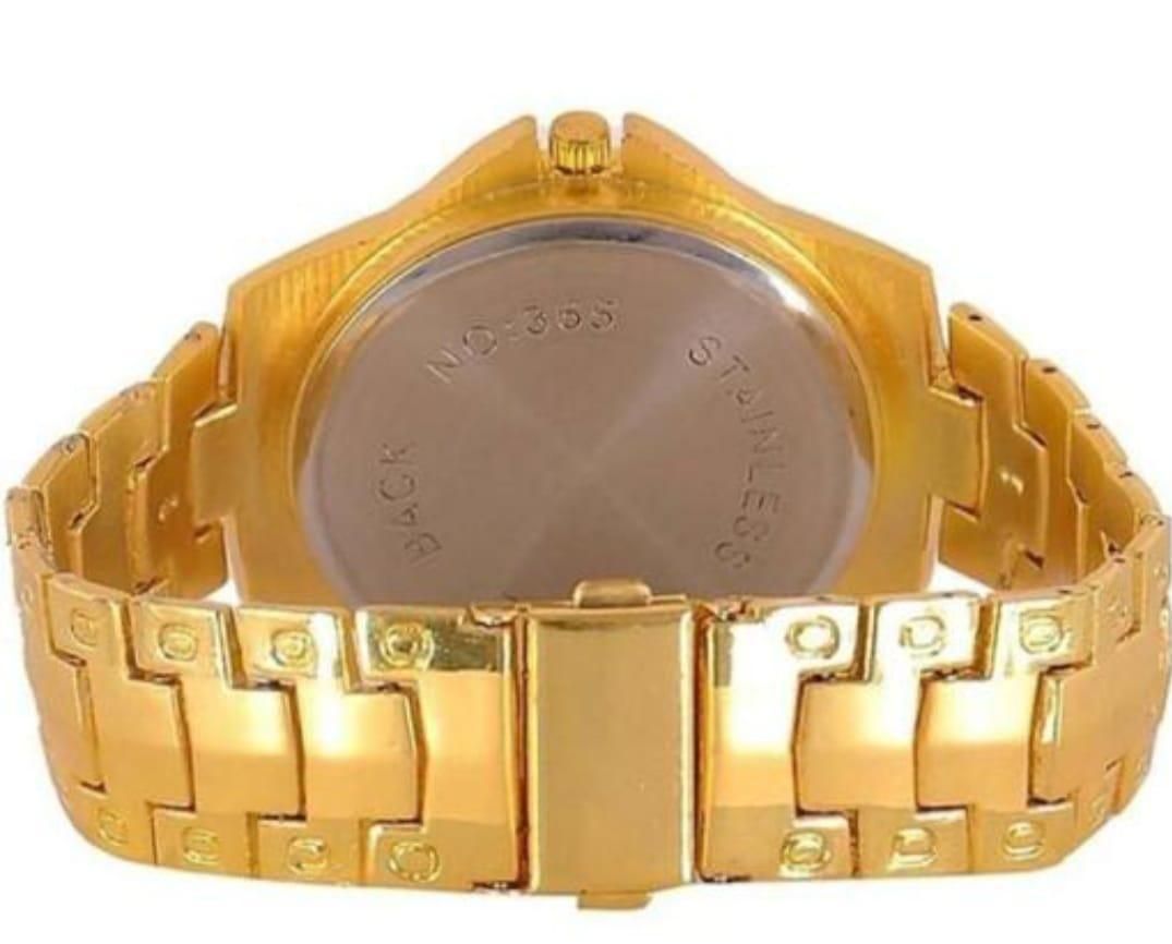 Golden Stone Studded Diamond Wrist Watch For Boys & Men - Luxury Ways
