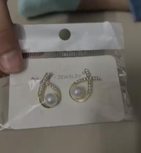 Korean Studded Cross Pearl Stud Earrings - Luxury Ways