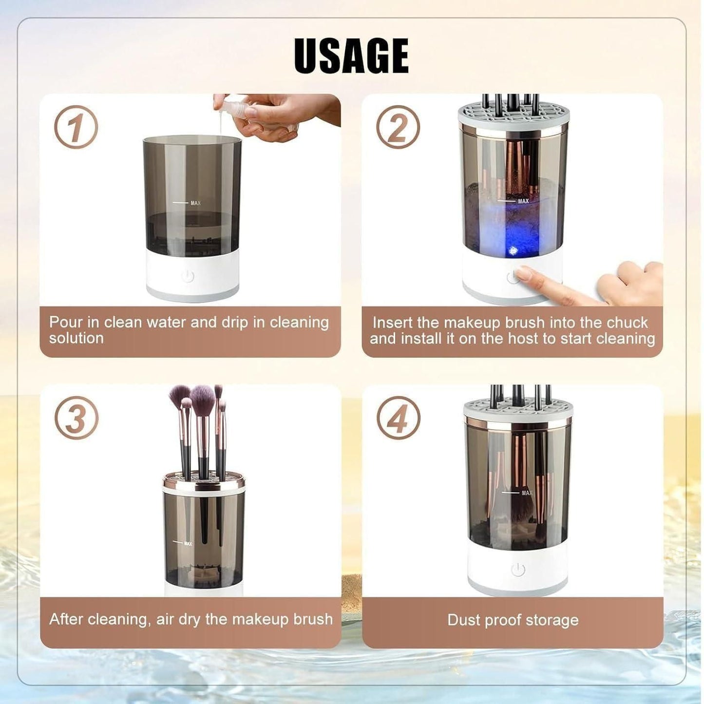 Make Up Brush Cleaner,Electric Brush Cleaner, USB Rechargeable Automatic Deep Cosmetic Cleaning Device - Luxury Ways