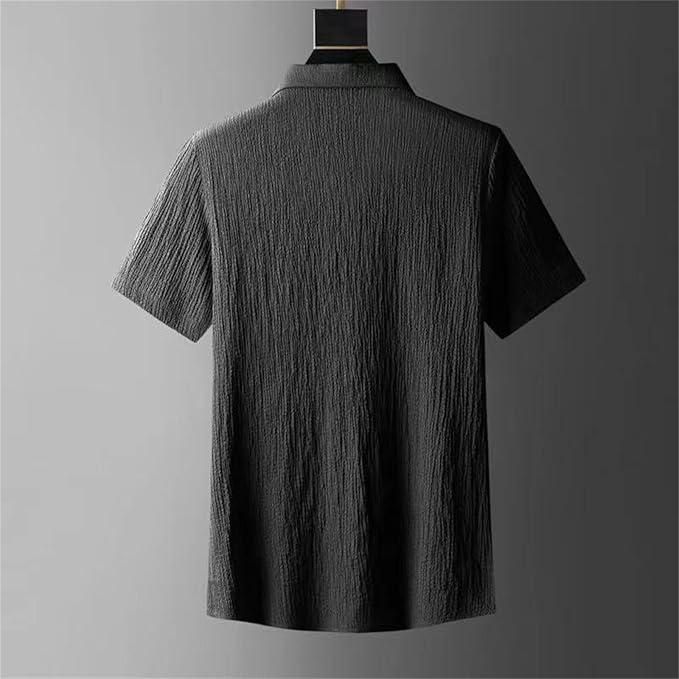 Men's Crinkled Co - Ord Set Black - Luxury Ways
