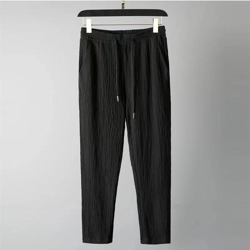 Men's Crinkled Co - Ord Set Black - Luxury Ways