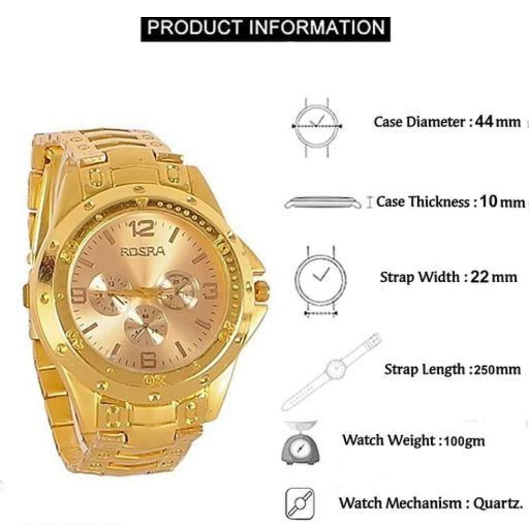 Men's Golden Stainless Steel Watches - Luxury Ways