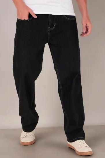 Men's Loose Fit Mid Rise Black Jeans - Luxury Ways