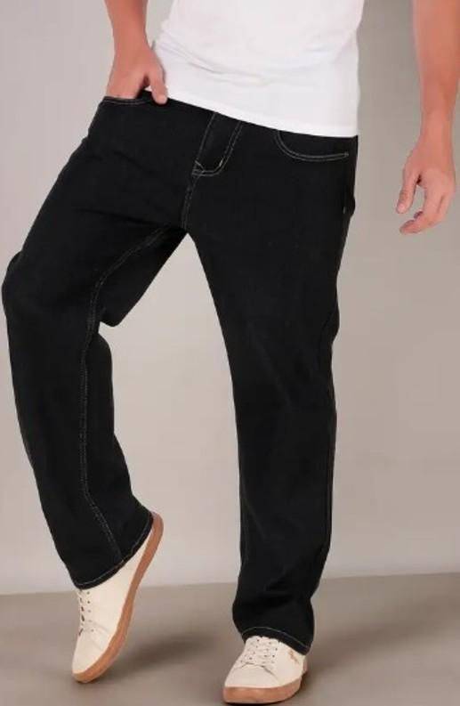 Men's Loose Fit Mid Rise Black Jeans - Luxury Ways