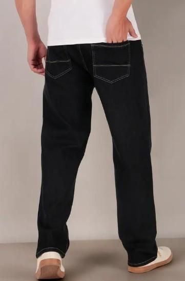 Men's Loose Fit Mid Rise Black Jeans - Luxury Ways