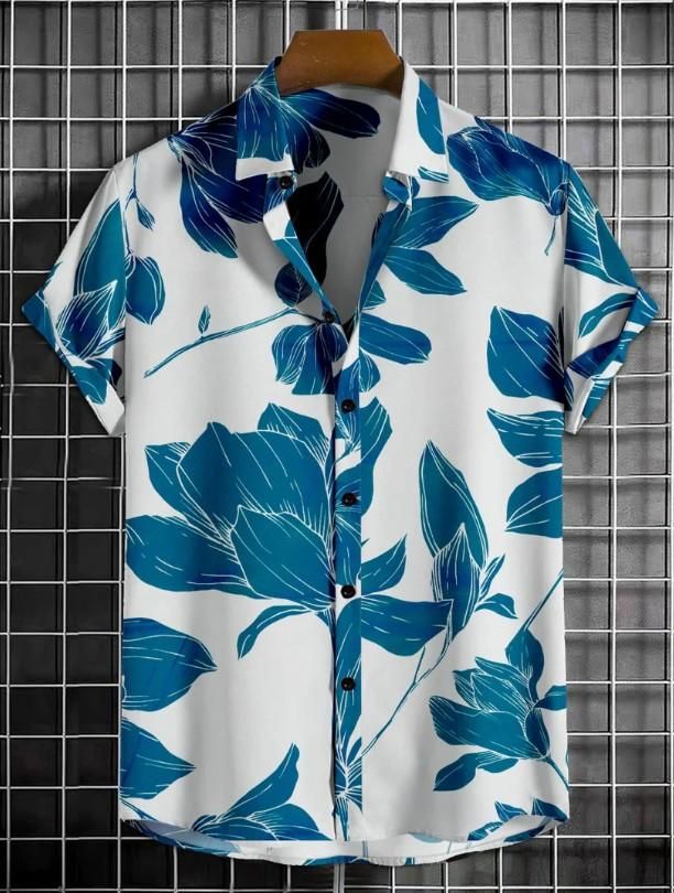Men's Printed Half Sleeves Regular Collar Casual Shirt - Luxury Ways