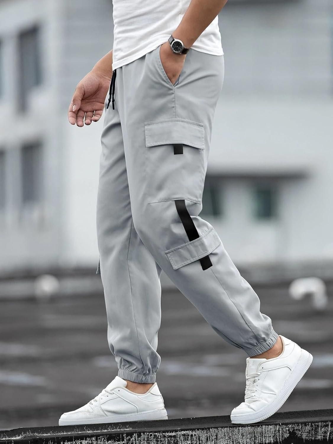 Men's Solid Cargo Pant Grey - Luxury Ways