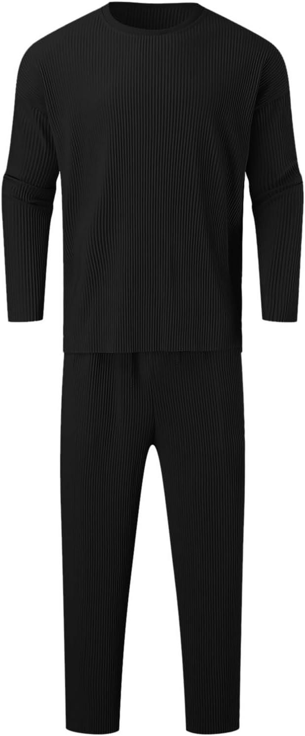 Men's Solid Round Neck Co - ord Set - Luxury Ways