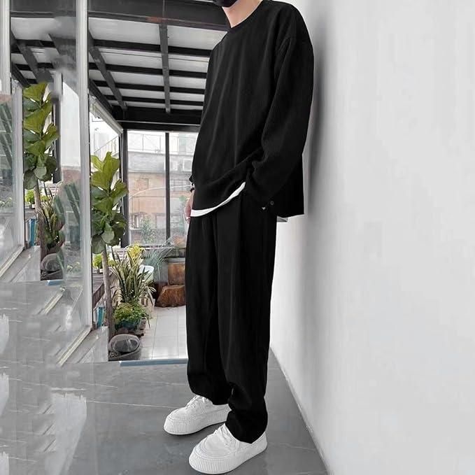 Men's Solid Round Neck Co - ord Set - Luxury Ways