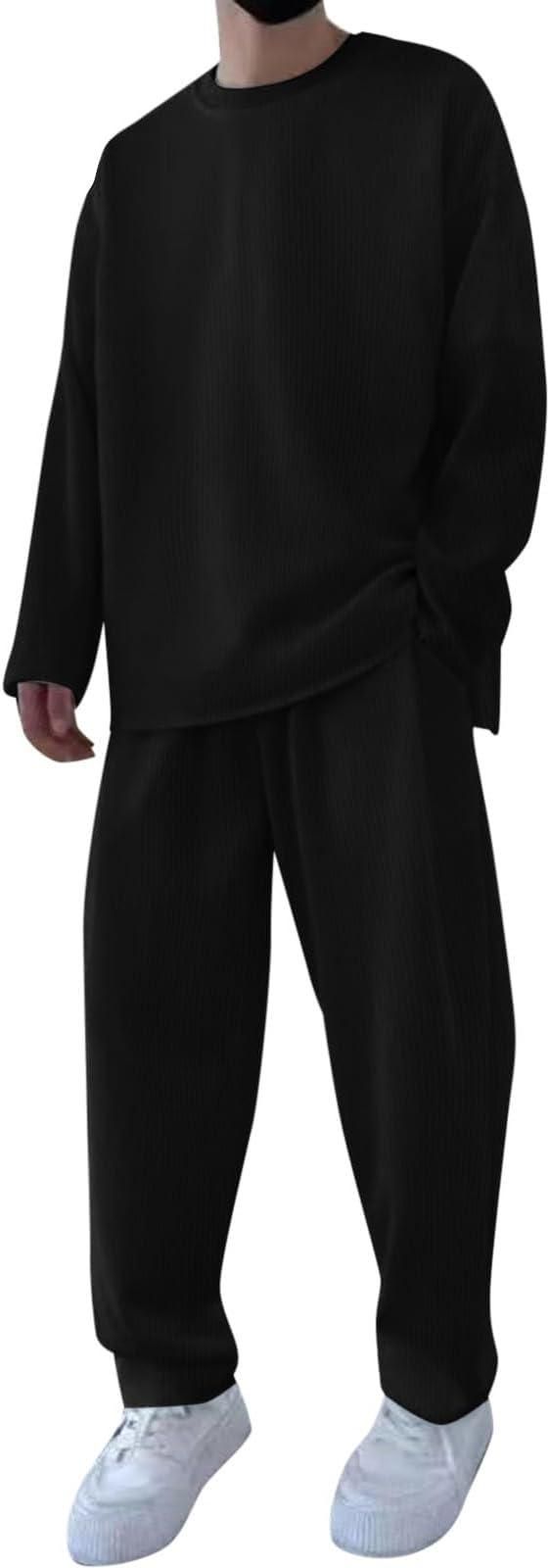 Men's Solid Round Neck Co - ord Set - Luxury Ways