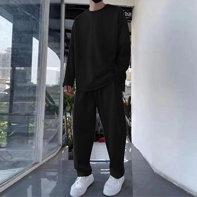 Men's Solid Round Neck Co - ord Set - Luxury Ways
