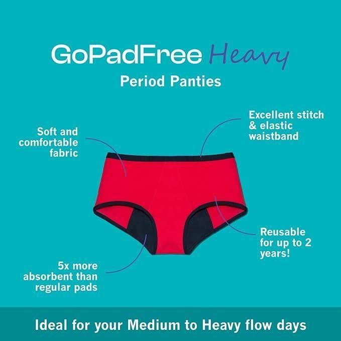 Period Panty Hipster Leak Proof Underwear for Medium to Heavy Flow,Reusable Pack of 2 - Luxury Ways
