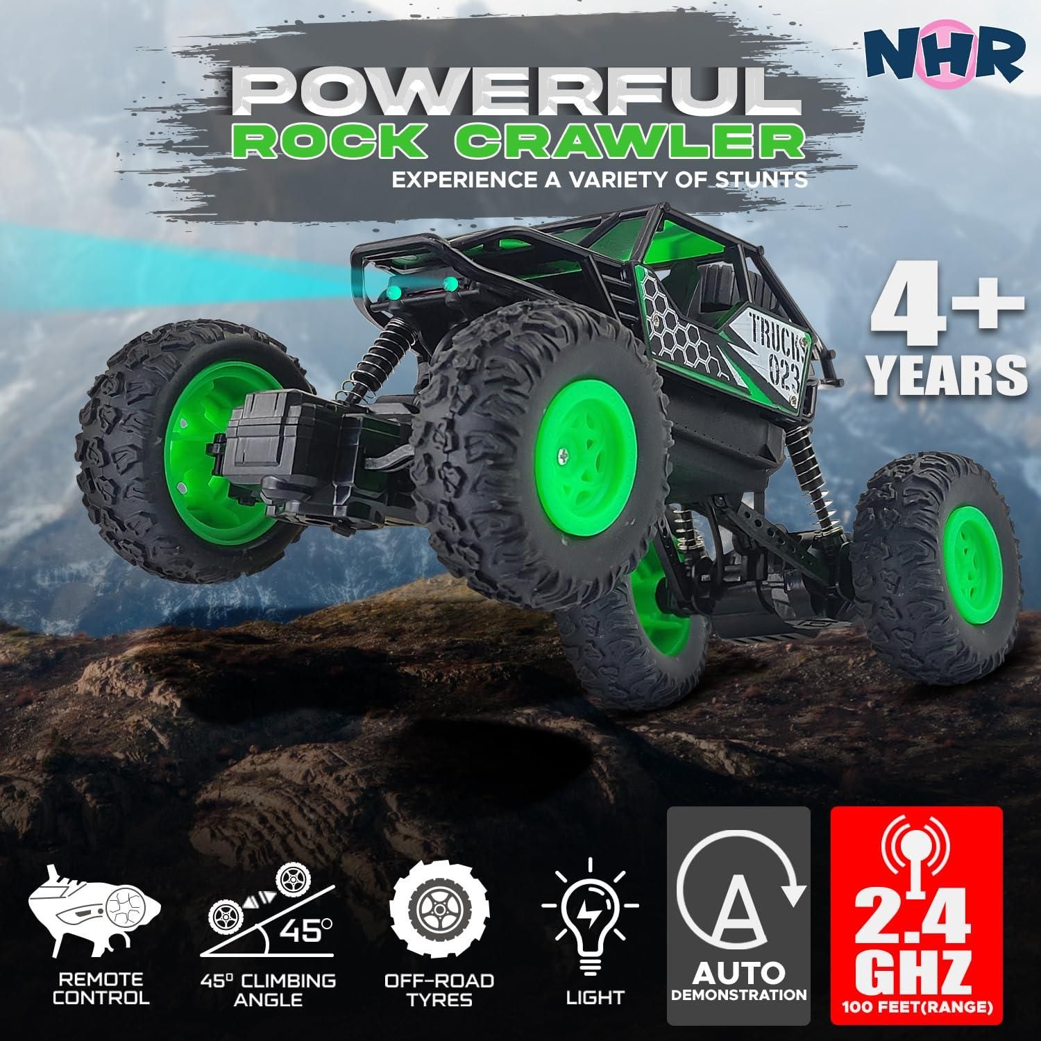 Rechargeable Rock Crawling 2WD 2.4 Ghz 4x4 Rally Car Remote Control Monster Truck (Green) - Luxury Ways