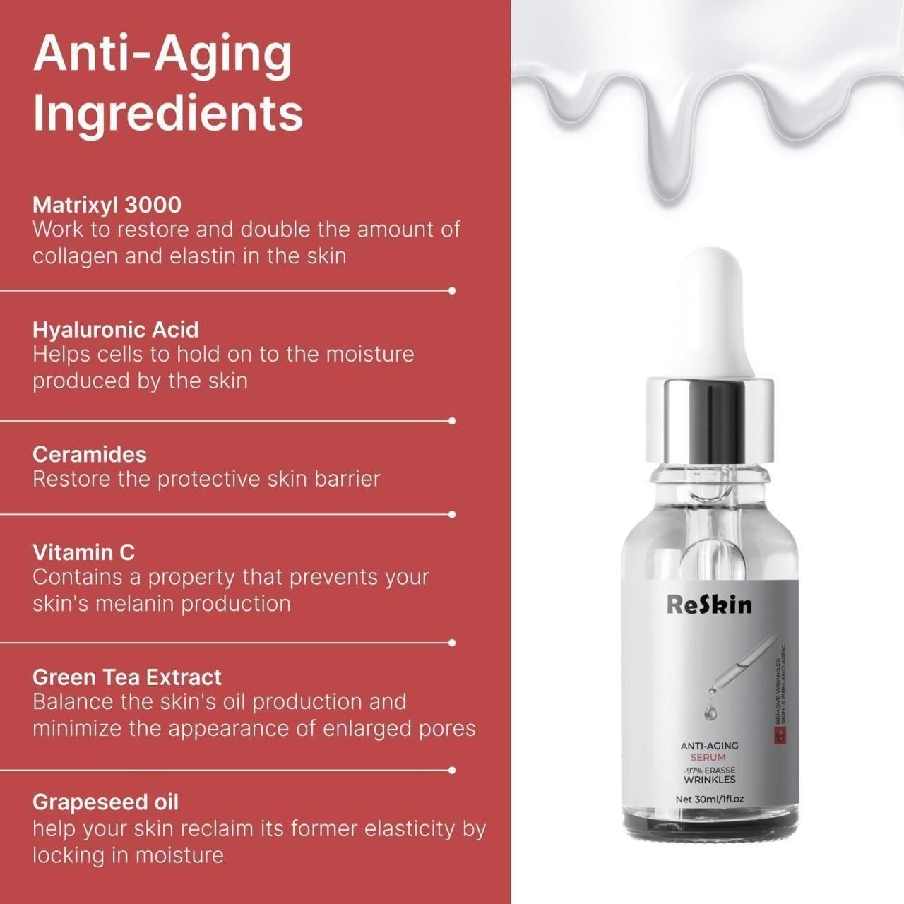 Revitalize Your Skin with Reskin Anti - Aging Face Serum 30ml - Luxury Ways