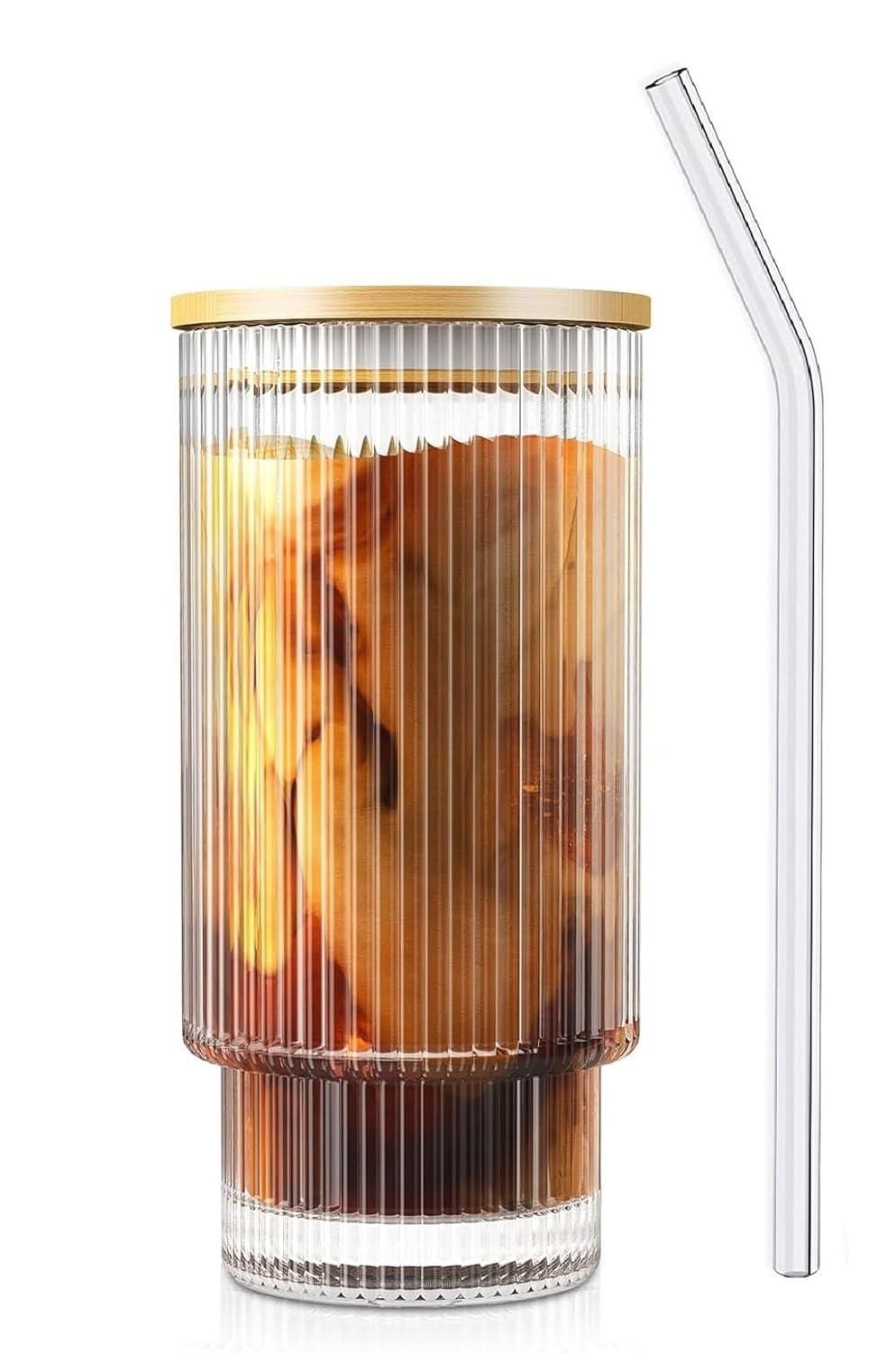 Ribbed Shape Glass with Wood Cap - Luxury Ways