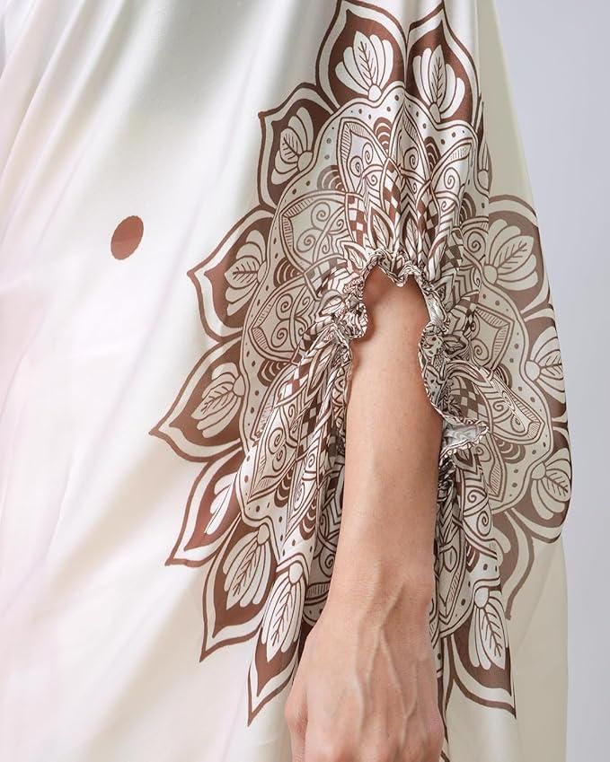 Satin Silk Printed Kaftan Saree With Unstitched Blouse - Luxury Ways