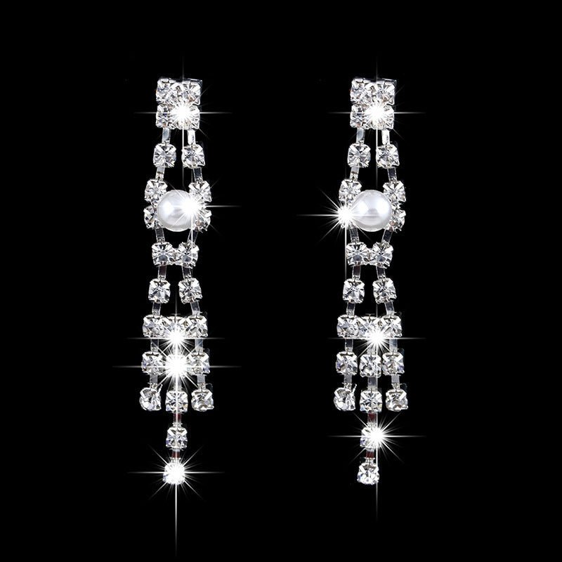 Wholesale fashion OL bridal jewelry set, claw chain earrings, Pearl Rhinestone Necklace 465 - Luxury Ways