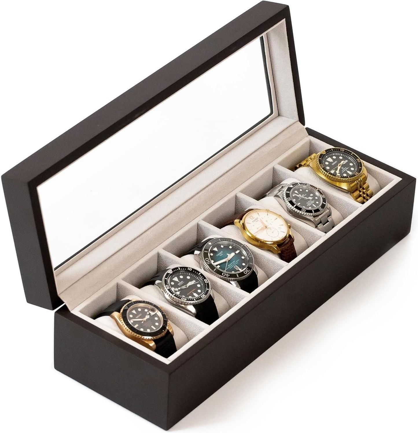 Wood Watch Box Organizer with Glass Display - Luxury Ways