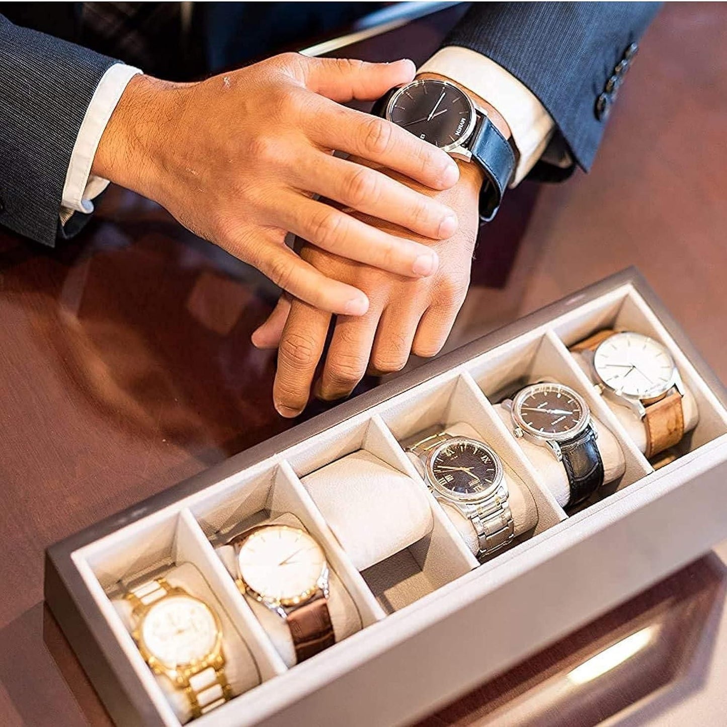 Wood Watch Box Organizer with Glass Display - Luxury Ways