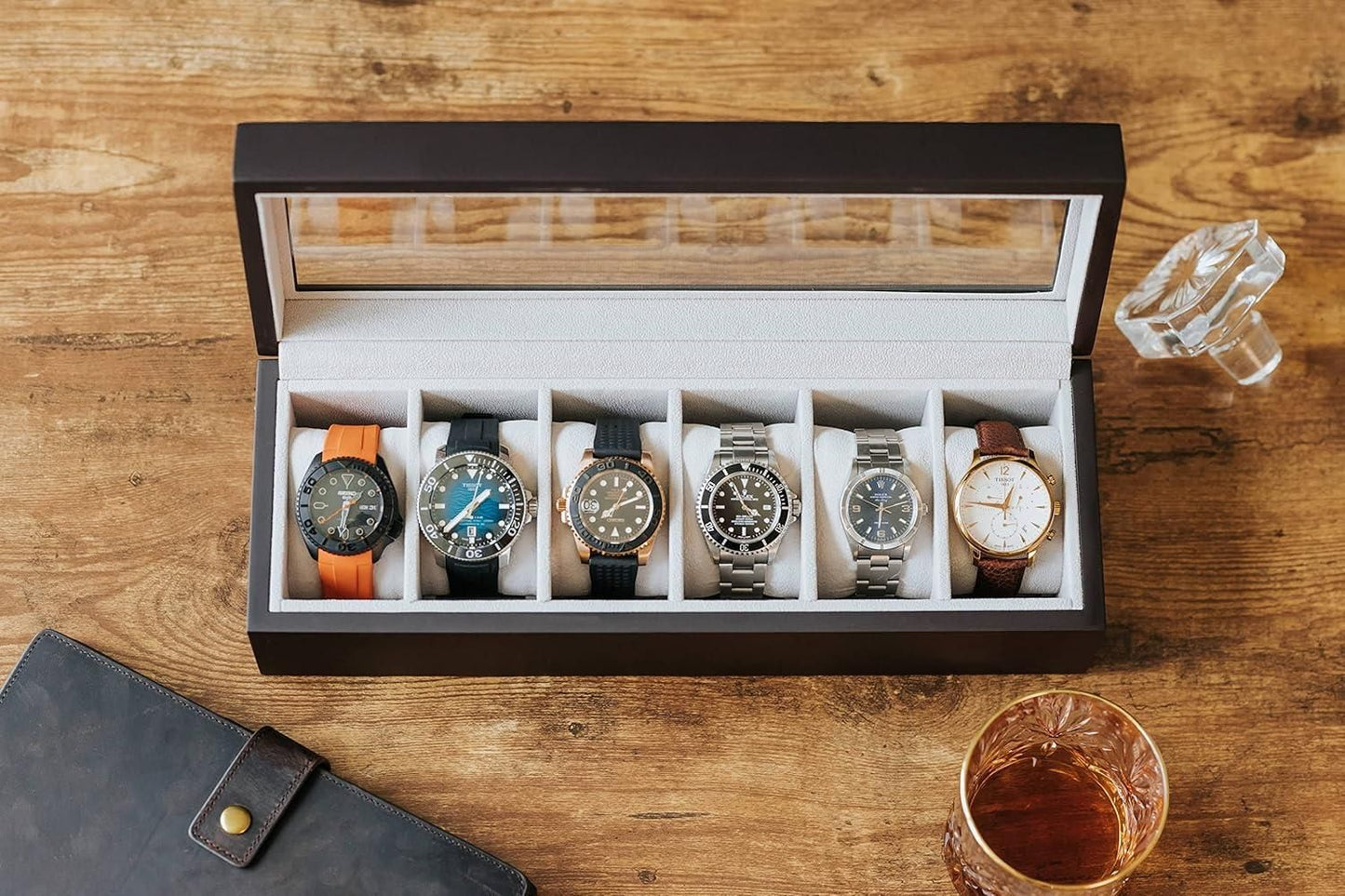 Wood Watch Box Organizer with Glass Display - Luxury Ways