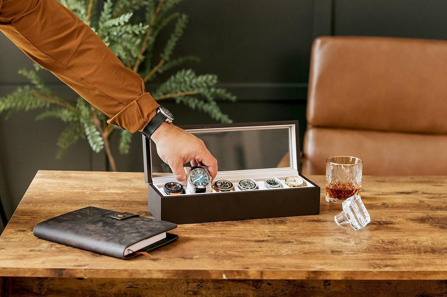 Wood Watch Box Organizer with Glass Display - Luxury Ways