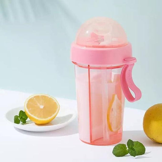 2 in 1 Water Bottle for hot and Cold Drinks with Double Straws and Cover 1000 ml Bottle - Luxury Ways