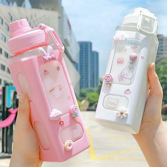 700ml Kawaii Water Bottle with Lid and Straw - Luxury Ways
