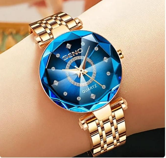 Diamond Shape Multicolour Dial and Rose Gold Strap Watch for Womens and Girls - Luxury Ways